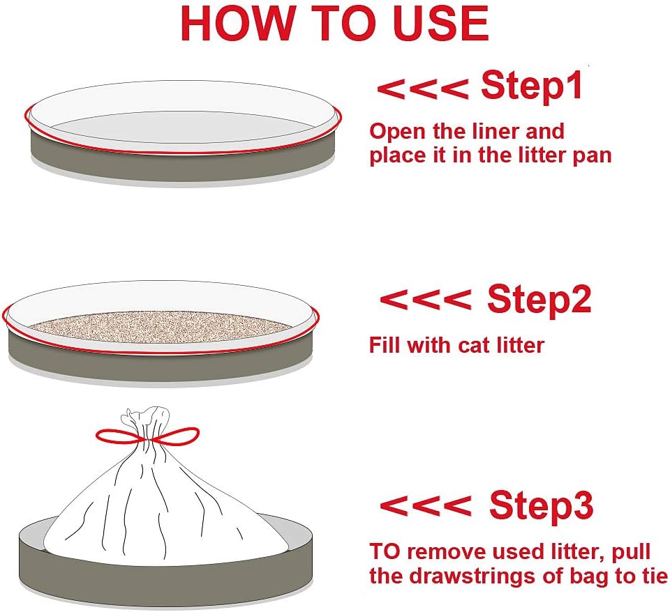 BILIEASY Cat Litter Box Liners large with Drawstrings 10 Pack Scratch Resistant Bags for Medium and Large Litter Box (M, WHITE)