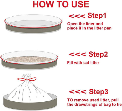 BILIEASY Cat Litter Box Liners large with Drawstrings 10 Pack Scratch Resistant Bags for Medium and Large Litter Box (M, WHITE)