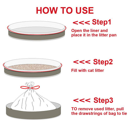 BILIEASY Cat Litter Box Liners large with Drawstrings 10 Pack Scratch Resistant Bags for Medium and Large Litter Box (M, WHITE)