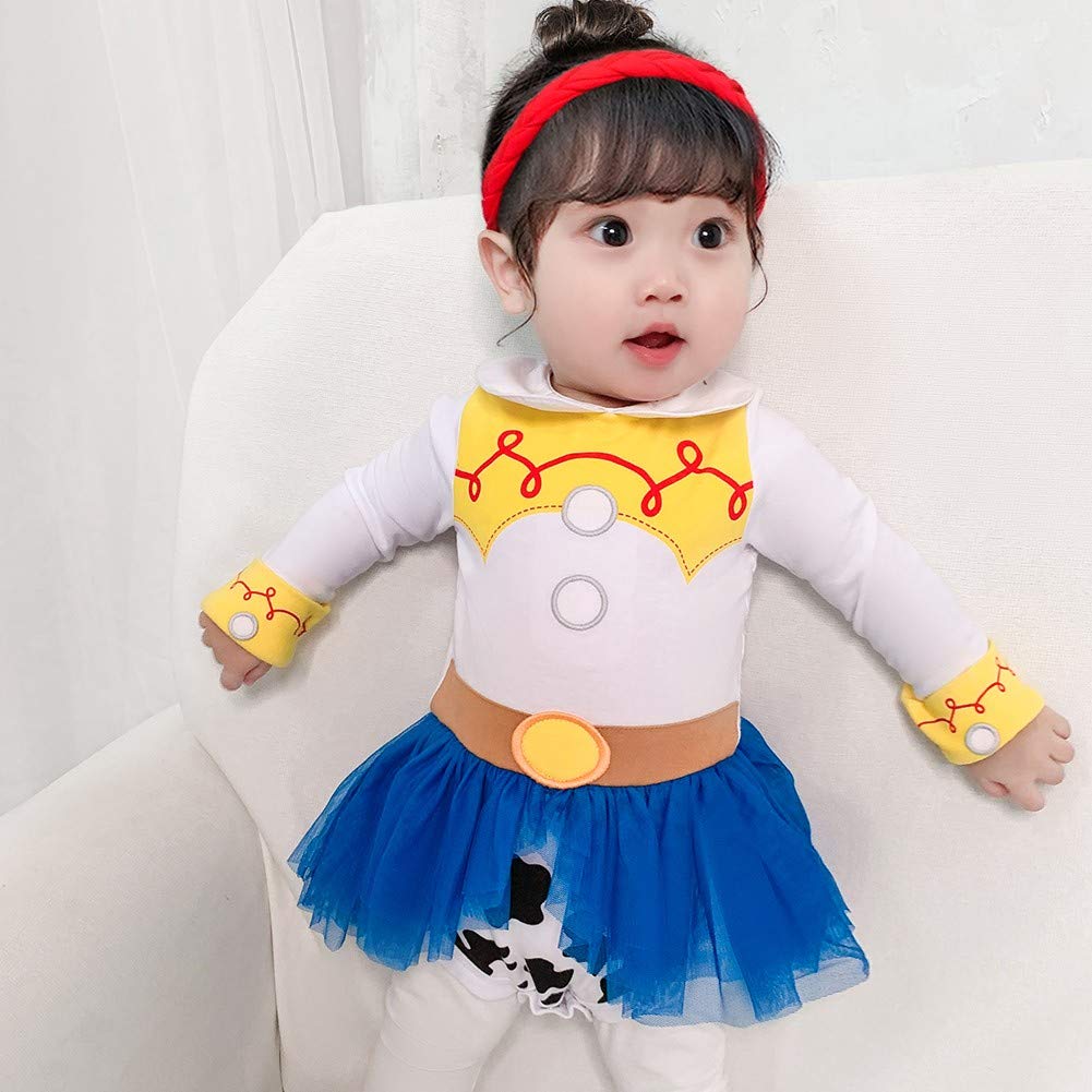 HIHCBF Baby Girls Christmas Halloween Jessie Costume Cowgirl Princess Birthday Bodysuit Romper Tutu Dress w/Headband