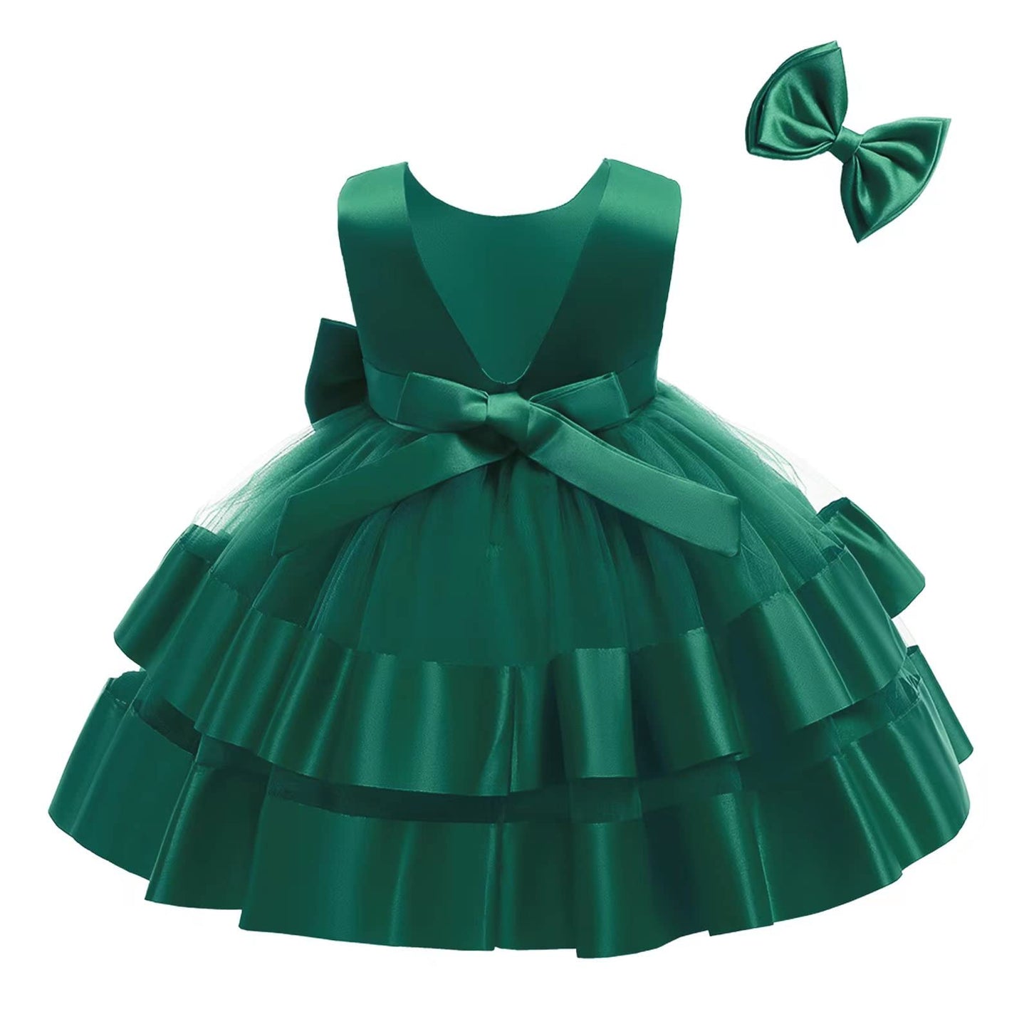 Flower Girls Wedding Wedding Babies Birthday Party Frock Christmas Event Baptism Prom Tutu Sunny Dresses (Dark Green,90)
