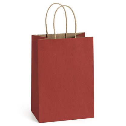 BagDream Small Gift Bags 25Pcs 5.25x3x8 Red Paper Bags with Handles, Kraft Paper Sacks for Small Gifts, Birthday, Wedding Party Favor, Christmas Valentine‘s Day