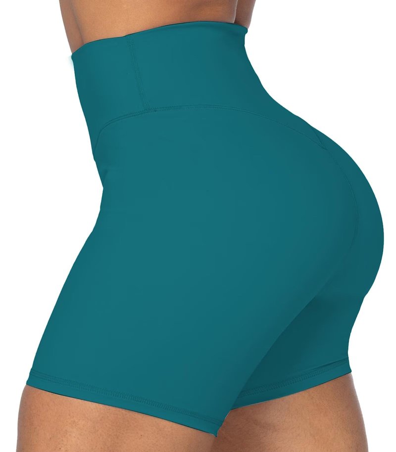 Sunzel Women's Biker Shorts in High Waist Tummy Control with No Front Seam 5" Deep Lagoon X-Small