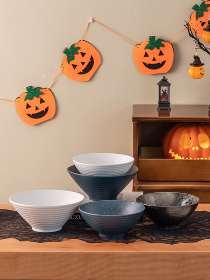 Kanwone Ceramic Japanese Ramen Bowl Set, Noodle Soup Bowls - 37 Ounce, with Matching Spoons and Chopsticks for Udon Soba Pho Asian Noodles, Set of 2, Black