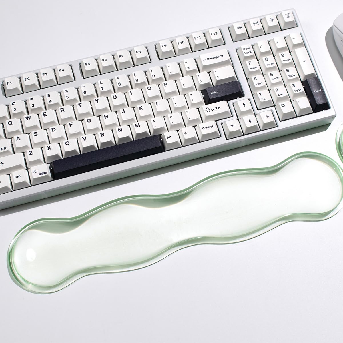 Clear Gel Wrist Rest for Keyboard and Mouse, Green Silicone Mouse Wrist Rest Set, Cute Ergonomic Wrist Rest for Keyboard 60%/75%(Green)