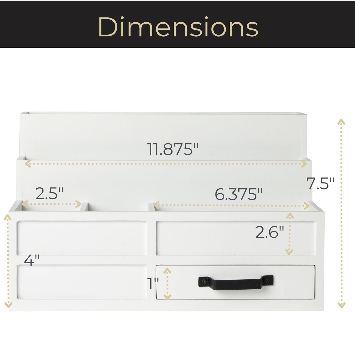 BLU MONACO White Desktop Organizer with Drawer – Paper Wood Bill & Mail Organizer for Office Desk, Countertop & Workspace Storage