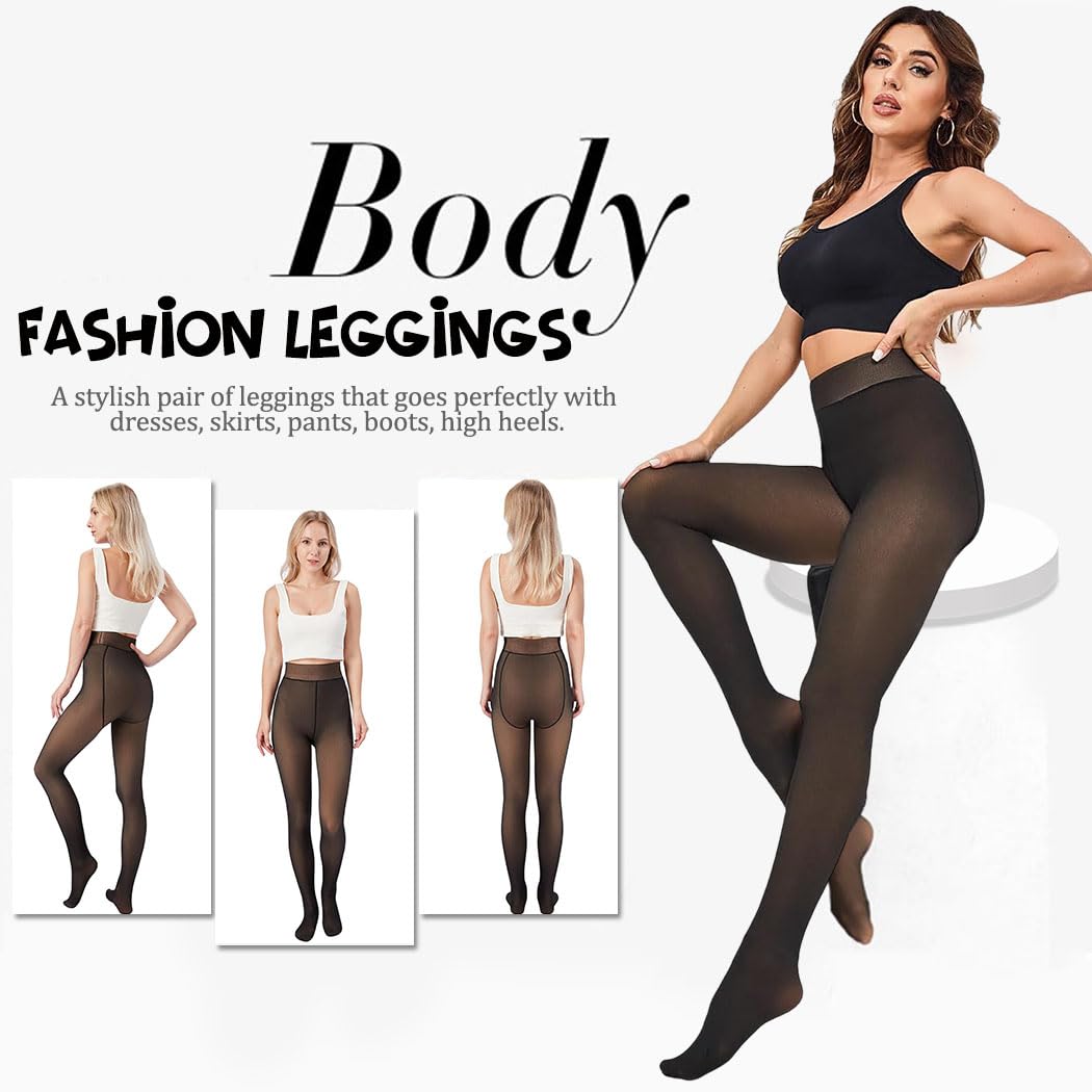 Fleece Lined Tights,Thermal Leggings Women Winter,Sheer Fleece Lined Stockings,Warm Fleece Leggings Thick