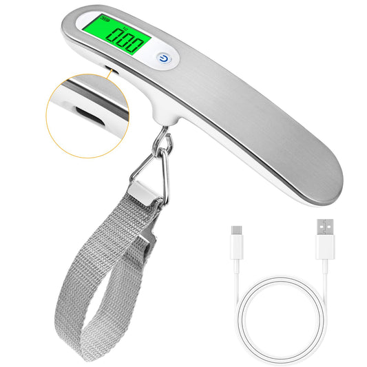 FEBHBRQ Rechargeable Luggage Scale with Strap & Type-C Port - Portable, Digital, High-Precision, and Ideal for Backpacks, Suitcases, and Carry-Ons - Up to 110lb/50kg Capacity -Strap