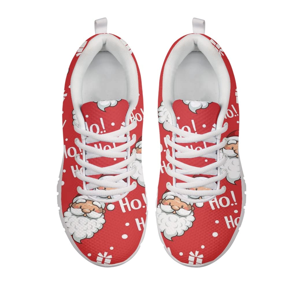Jeiento Women's Running Shoes Casual Breathable Athletic Tennis Sneakers Christmas Hat Snowman,Red