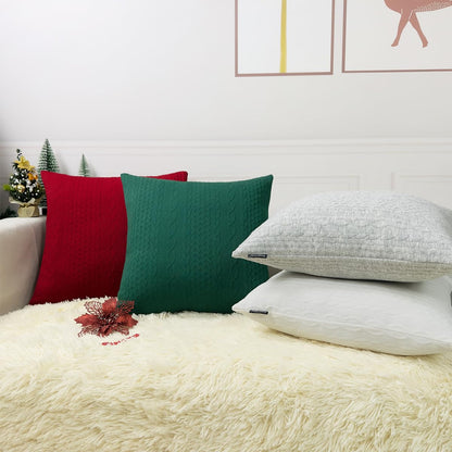 Booque Valley Christmas Pillow Covers, Pack of 2 Super Soft Elegant Modern Patterned Red Cushion Covers Decorative Stretchy Throw Pillow Cases for Sofa Bed Car Chair, 18 x 18 inch(Red)