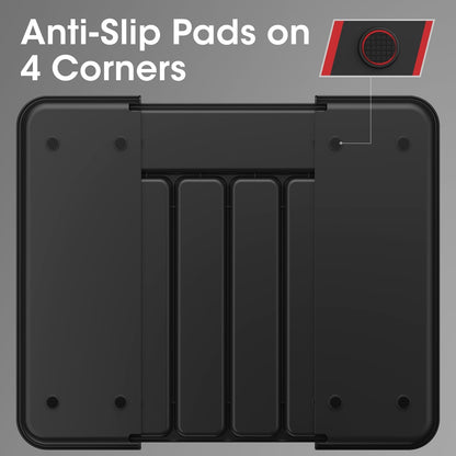 Aujen Silverware Organizer - Expandable Kitchen Drawer Organizer, Adjustable Utensil Organizer, Cutlery Tray for Forks, Knives, Multipurpose Kitchen Organizers and Storage Solution, Black, Medium