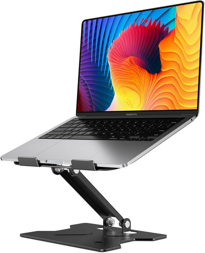 JCZT Laptop Stand for Desk, Adjustable Laptop Riser Holder Mount, Notebook Holder Office Desk Accessories for MacBook Air, Pro, Dell, HP, Lenovo More, All 10-16'' Notebooks Laptops (Matte Black)