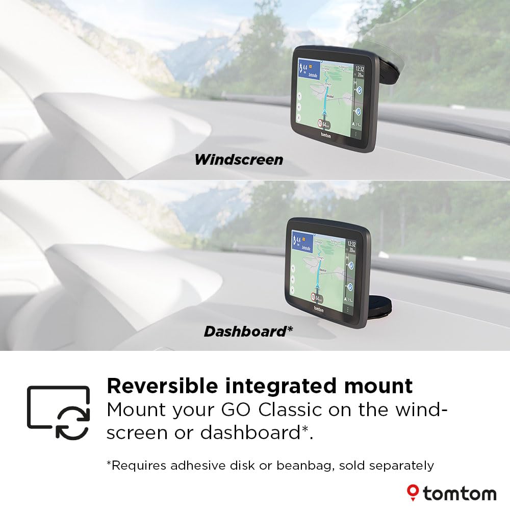TomTom Car Sat Nav GO Classic 2nd (6 inch, with Traffic information, speed cam alert trial, Europe Map updates included, updates via WiFi, Moving Lane Guidance, integrated reversible mount)