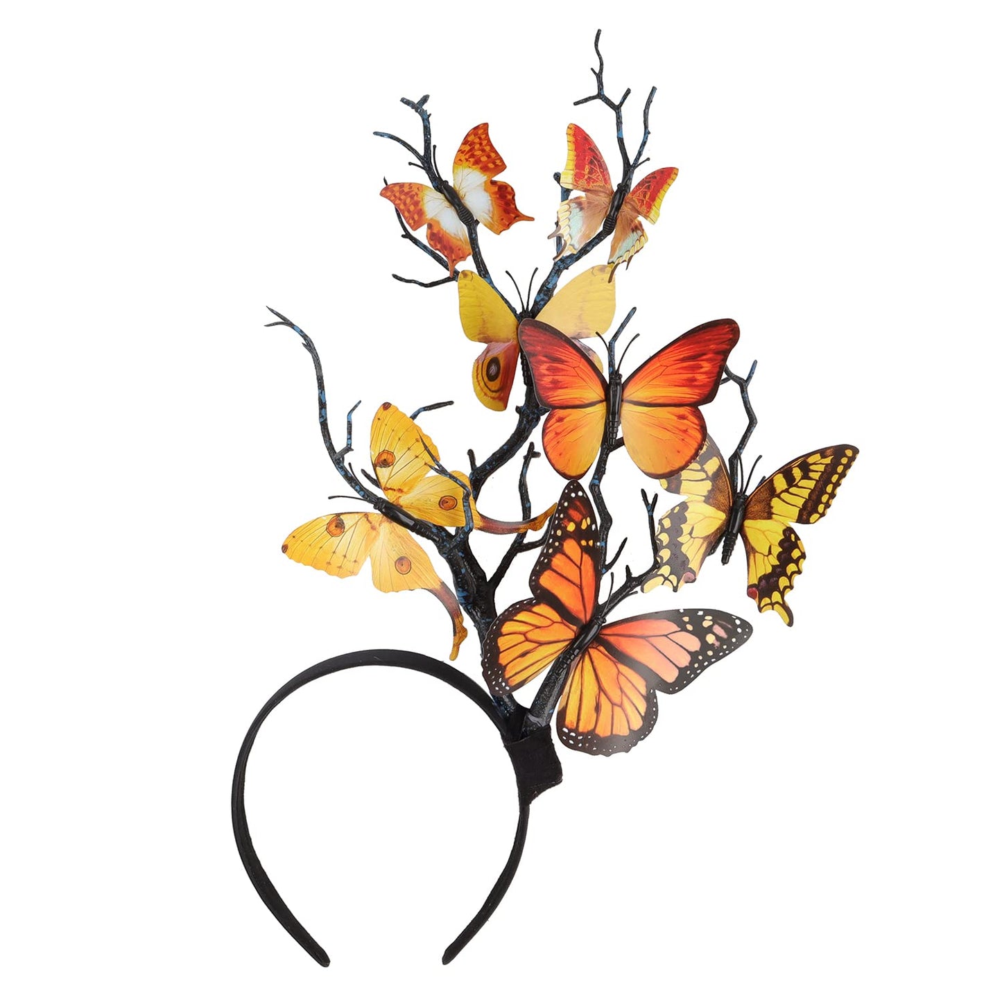 Coucoland Butterfly Headband Fascinator Hat - Monarch Butterfly Headband Crown Tea Party Halloween Costume Headpiece, yellow