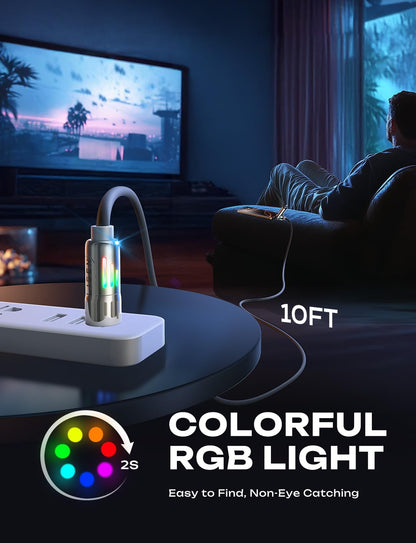 LISEN USB C to Lightning Cable, 240W 4 in 1 Charging Cable 6.6FT, Chubby USB A/C to C/Lightning with Light for iPhone Air 17 16 15 14 Pro/MacBook/iPad/Samsung/Switch 2, Multi Chargers for All Devices
