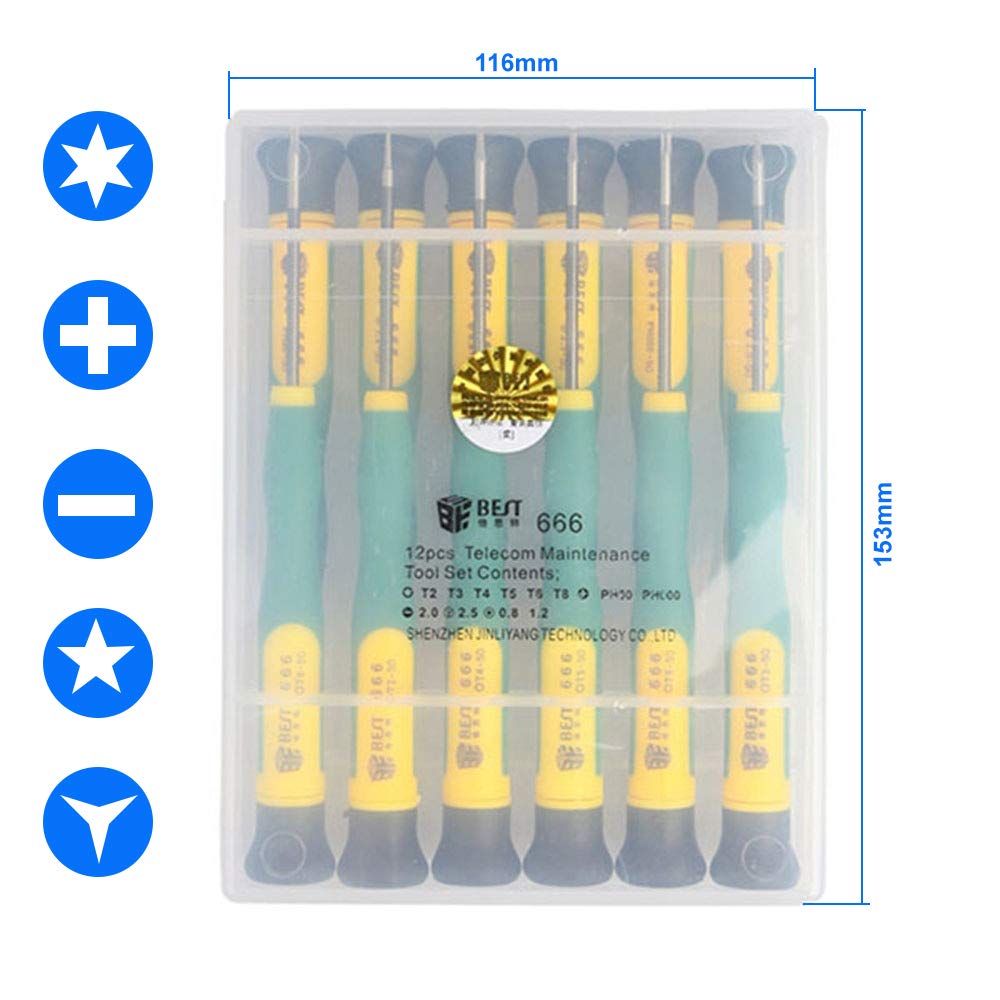 MMOBIEL Magnetic Torx Screwdrivers Set - T2 T3 T4 T5 T6 T8-12 Pcs Screwdriver Set Compatible with iPhone, iPad, MacBook Pro/Air, Laptop, Tablet and More - Repair Kit