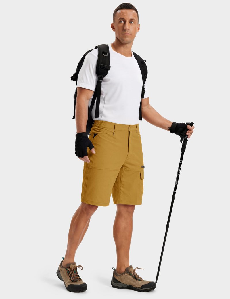 TACVASEN Men's Dress Golf Shorts Cargo Hiking Casual Shorts Lightweight Quick Dry Stretch Tactical Work Fishing with Pockets Turmeric 34
