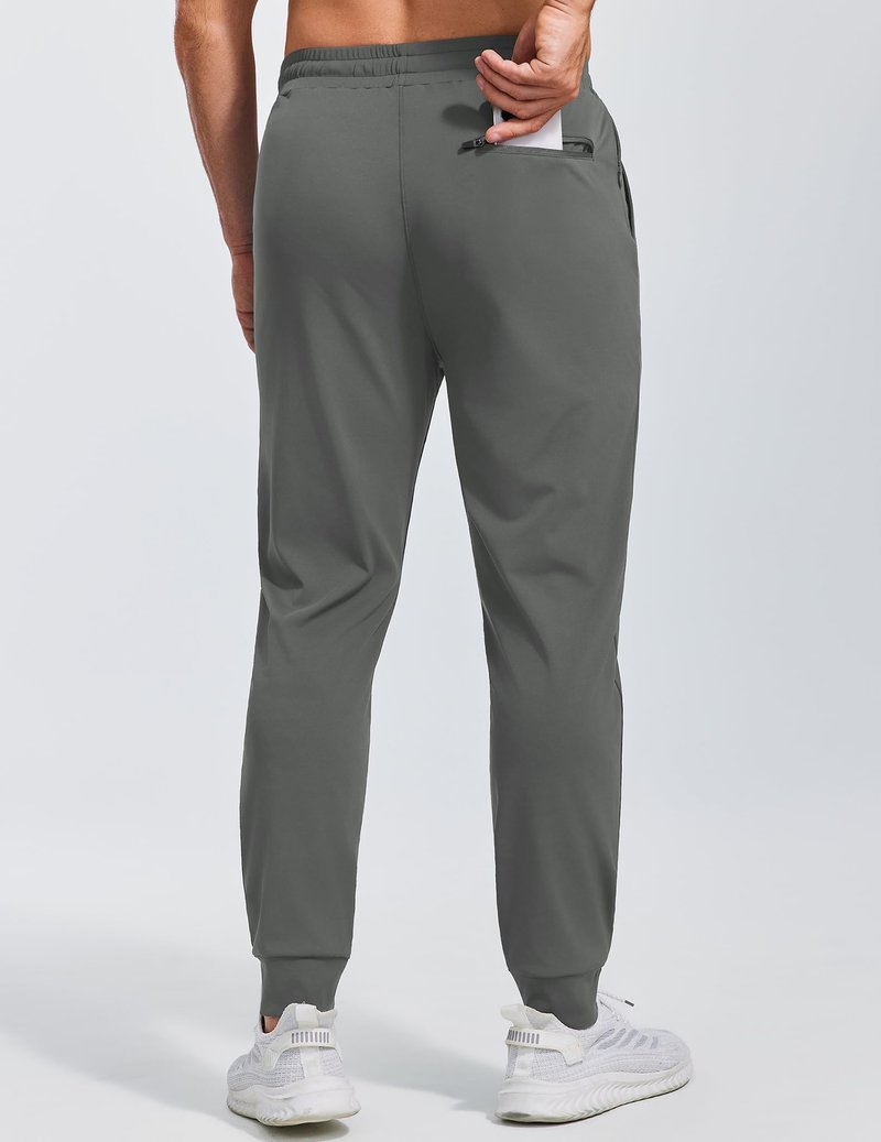 PINSPARK Mens Athletic Joggers Pants with Zipper Pockets Lightweight Quick Dry Workout Track Gym Pants Dark Gray L