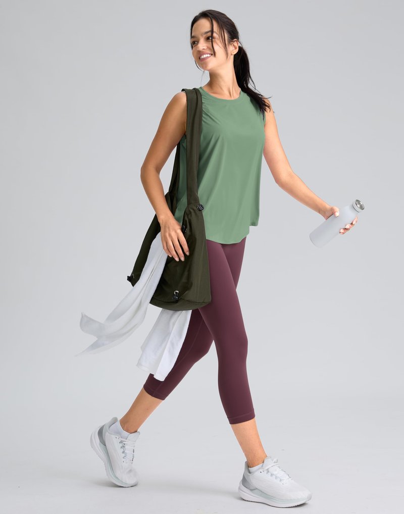 SANTINY Women's Sleeveless Workout Tops Breathable Lightweight Active Tennis Yoga Shirts Athletic Running Tank Tops for Women (Grey Sage_S)