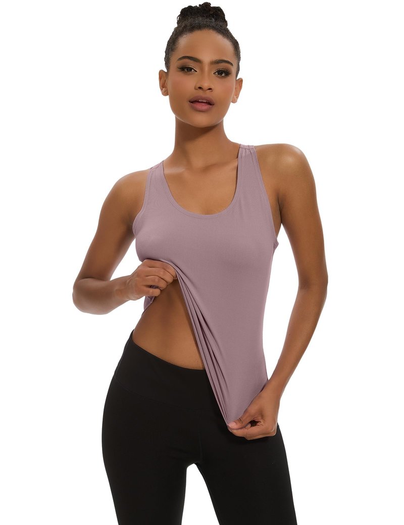 Dalavch 5 Pack Women's Workout Racerback Tank Tops Spandex Yoga Athletic Running Gym Sports Crop Tops for Women No Built-in Bra 1 Black 1 White 1 Heather Grey 1 Pink 1 Blue Small