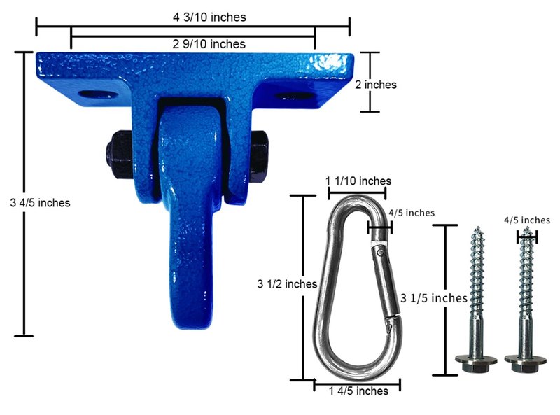 ABUSA Heavy Duty Blue Swing Hangers Screws Bolts Included Over 5000 lb Capacity Playground Porch Yoga Seat Trapeze Wooden Sets Indoor Outdoor 2 Pack