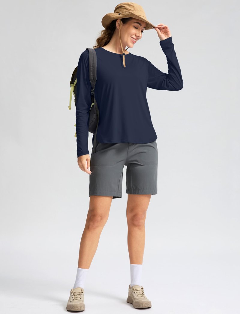 Women's Sun Shirts UPF 50+ Long Sleeve UV Protection Shirt Lightweight Quick Dry Workout Hiking Tops for Women(Navy,XS)
