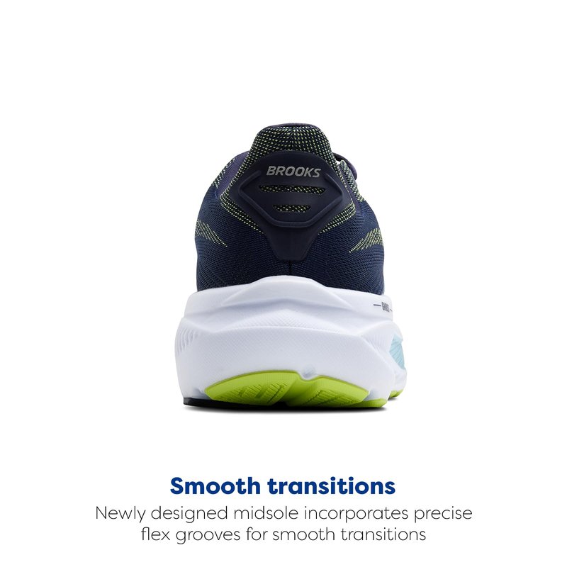 Brooks Men’s Ghost 17 Neutral Running Shoe - Peacoat/Lime/Blue - 8.5 Wide