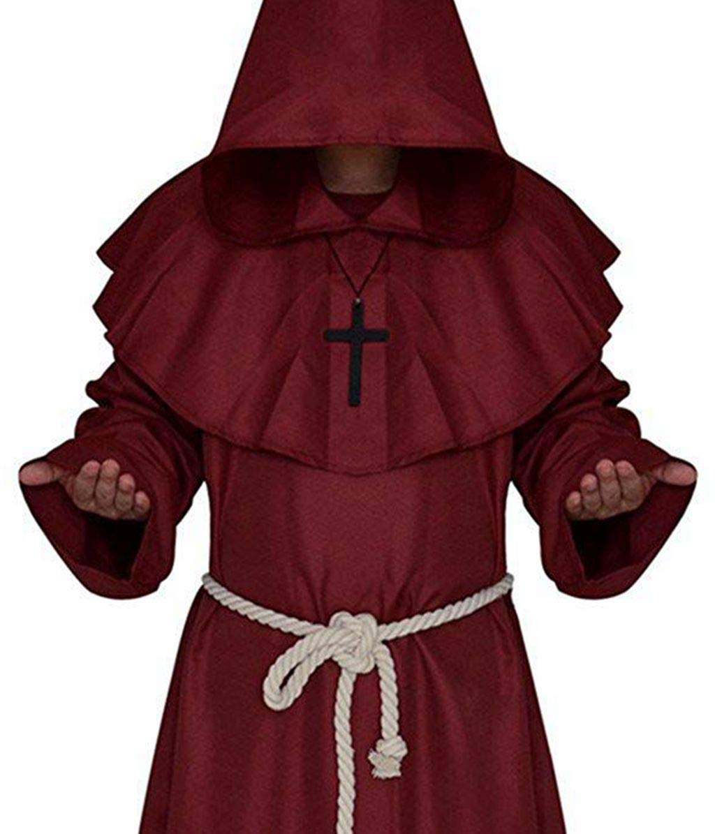 LHJ Friar Medieval Hooded Monk Renaissance Priest Robe Costume Cosplay
