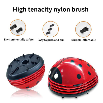 E ECSEM Mini Portable Handheld Cordless Tabletop Crumb Sweeper Desktop Dust Vacuum Cleaner Cute Cartoon Battery Operated