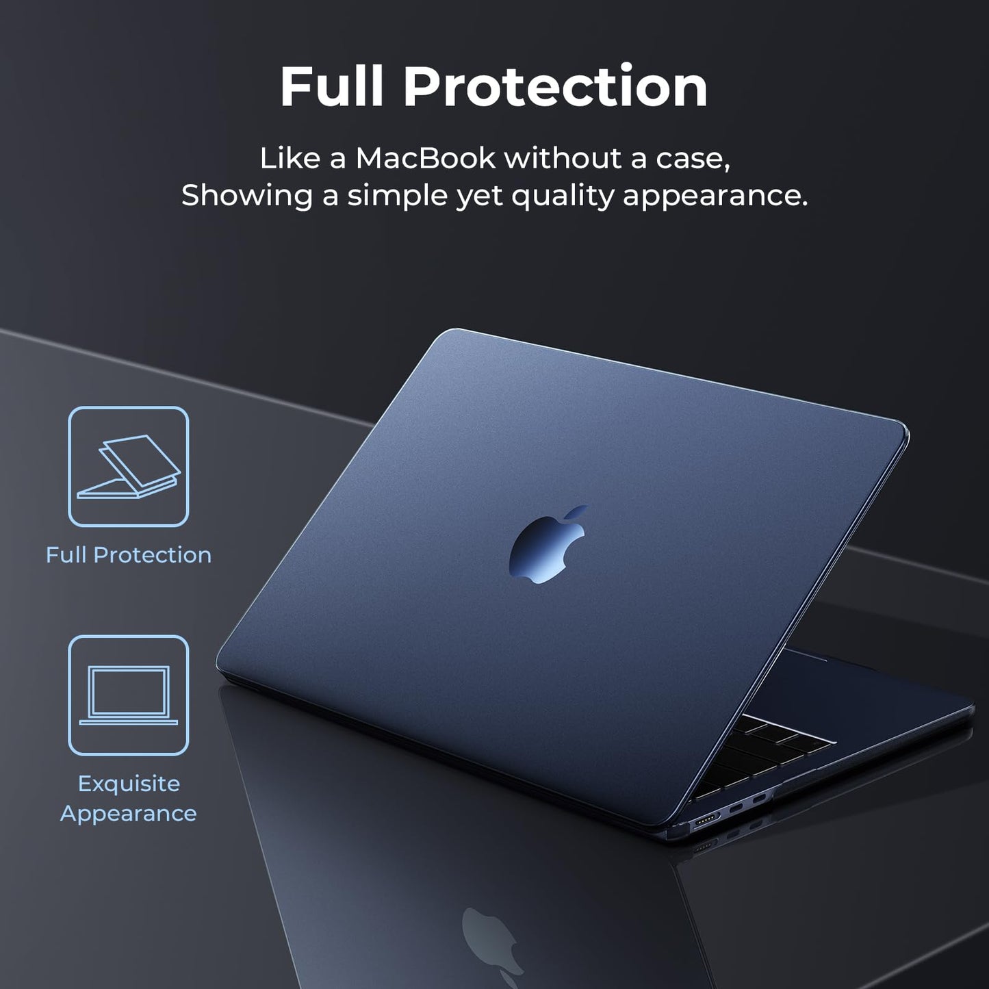 EooCoo Case compatible for Macbook Air M4 15 inch A3241 2025 M3 A3114 2024 M2 A2941 2023 Release [Presents Original Texture] Ultra-thin Plastic case Protective Hard Shell Matte Cover - Frost Midnight