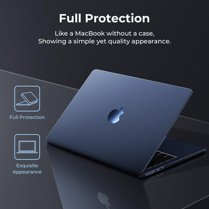 EooCoo Case compatible for Macbook Air M4 15 inch A3241 2025 M3 A3114 2024 M2 A2941 2023 Release [Presents Original Texture] Ultra-thin Plastic case Protective Hard Shell Matte Cover - Frost Midnight