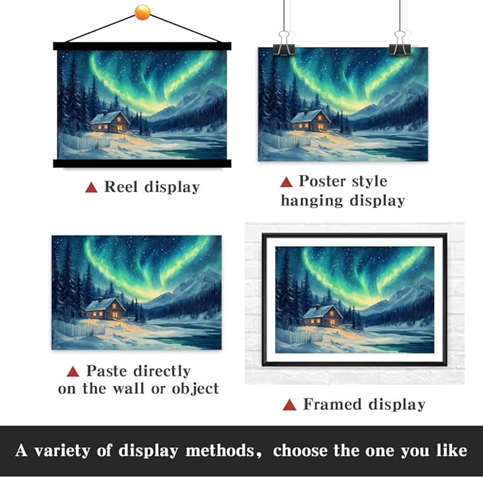 Yesad Aurora Wall Art, Landscape Canvas Wall Art Aurora Borealis Painting Nature Scenery Prints Poster Wall Decor for Cabin, Living Room, Bedroom, Farmhouse Decor (Unframed, 18'x12')
