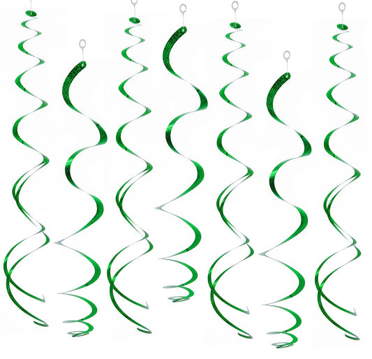 30 pcs Green Hanging Swirl Decorations Ceiling Swirls Party Decorations Plastic Party Streamer, 26"