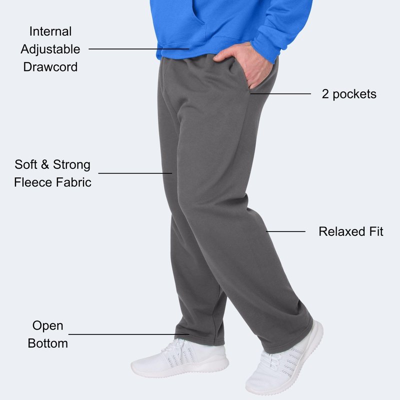 Hanes Men's Sweatpants, EcoSmart Fleece Sweats for Men, Open Bottom Sweatpants, 30.5"