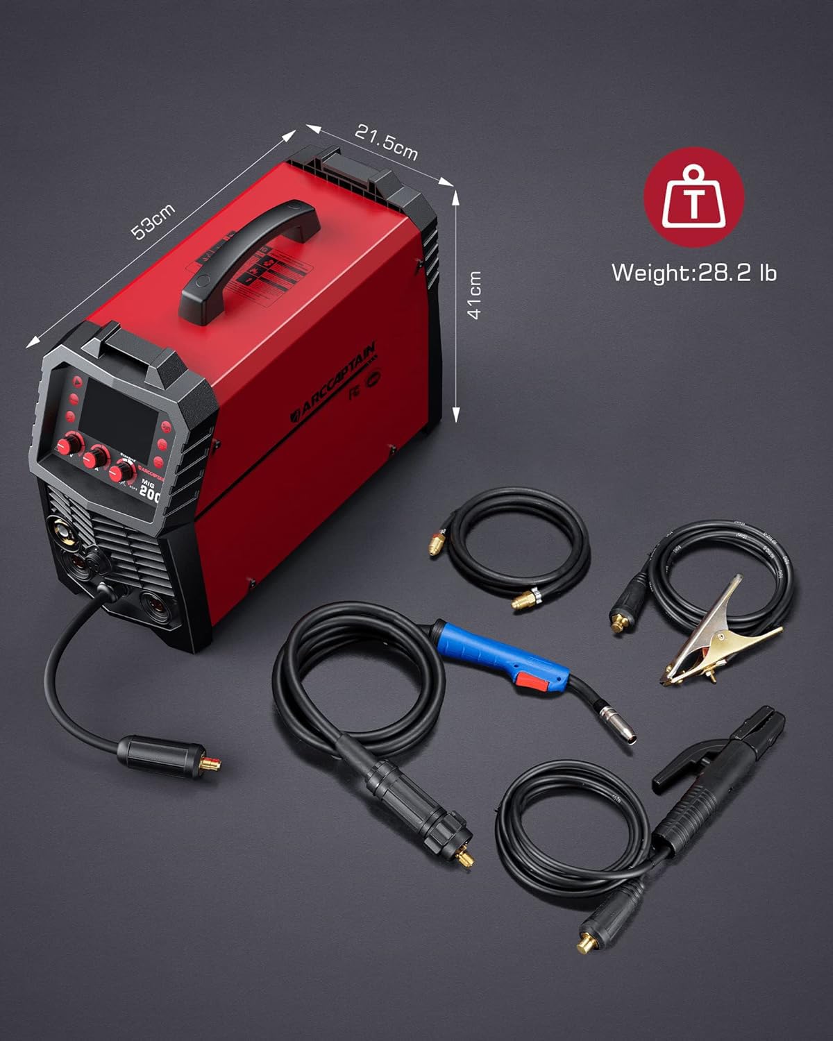 ARCCAPTAIN MIG Welder, 200Amp 6 in 1 Gas MIG/Gasless Flux Core MIG/Stick/Lift TIG/Spot welding/Spool Gun 110V/220V Aluminum Multi Process Welding Machine with LED Digital Display, Burn Back Adjustment