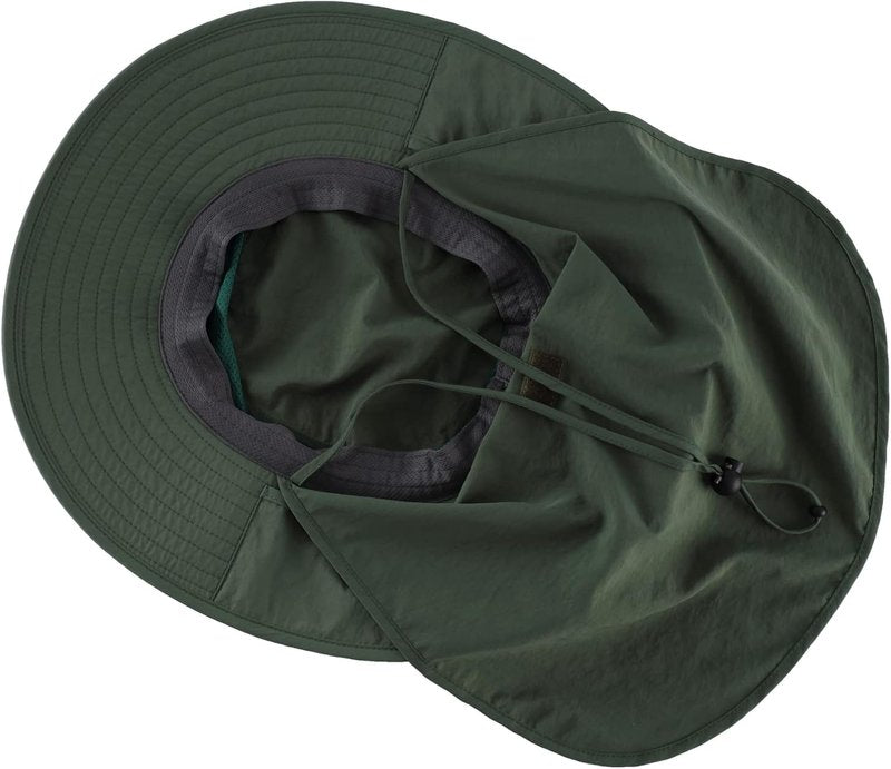 Outdoor UPF50+ Mesh Sun Hat - Wide Brim Fishing Hat with Neck Flap for Men & Women
