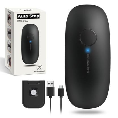 Canslab Ultrablade PRO Auto Stop Can Opener - Rechargeable Electric Can Opener for Kitchen for Seniors with Arthritis - One Touch Side Cut Opener, Smooth Edge, Handfree, Wall Mounted Small Size, Black