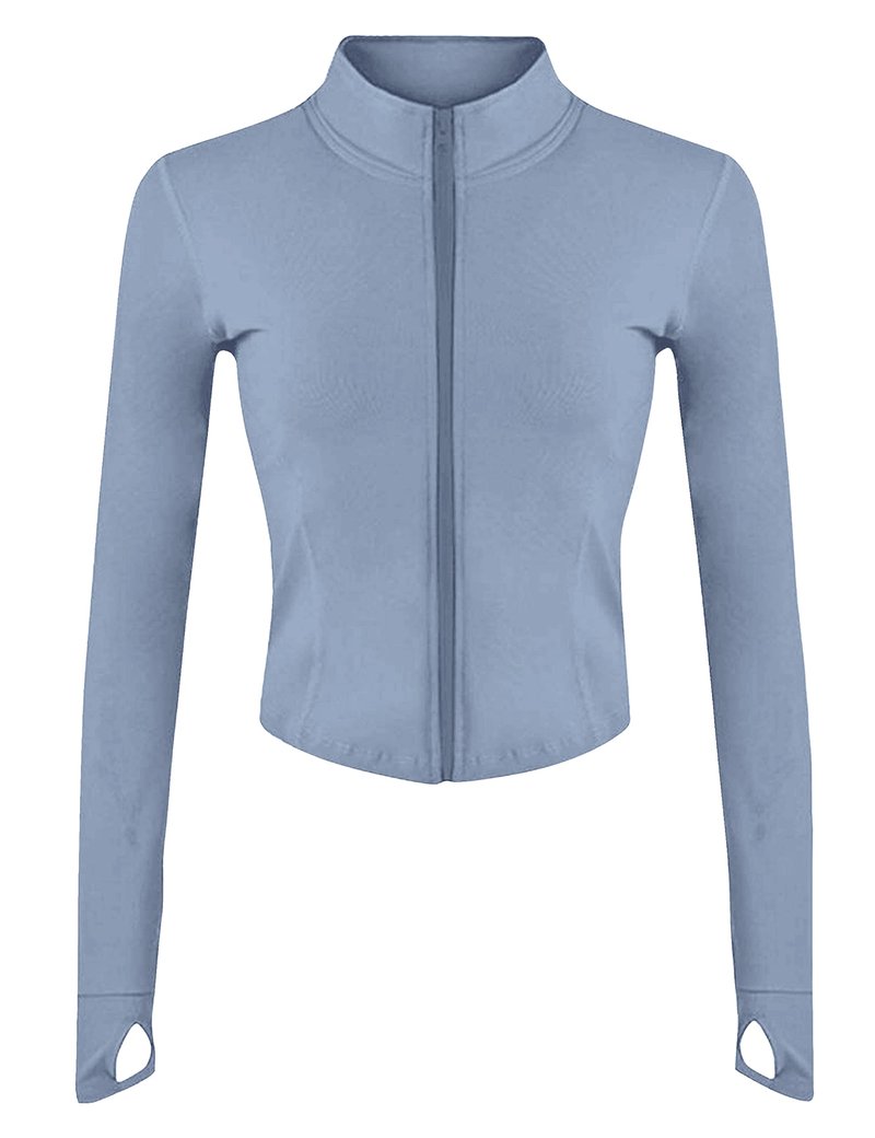 Lviefent Womens Lightweight Full Zip Running Track Jacket Workout Slim Fit Yoga Sportwear with Thumb Holes (Blue-XS)