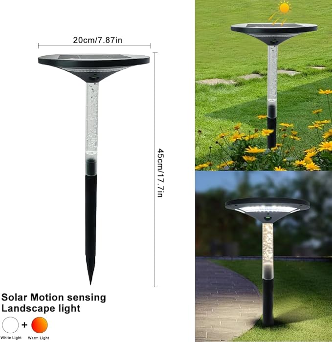 LED Garden Solar Pathway Lights，Outdoor Motion Sensor Landscape Lights for Garden Lighting, IP65 Waterproof Solar Spotlight for Yard