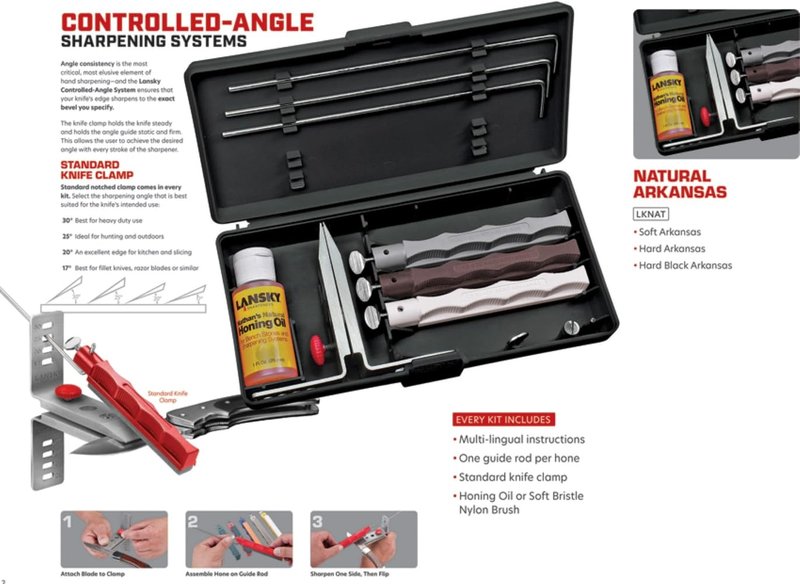 Lansky Natural Arkansas Sharpening System with Natural Arkansas Coase, Medium and Fine Hones