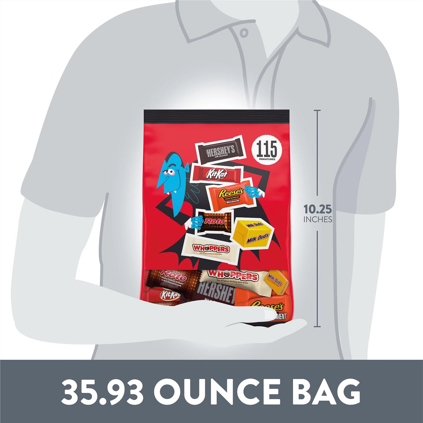 Hershey Miniatures Assorted Flavored, Halloween Candy Bulk Bag, 35.93 oz (115 Pieces)