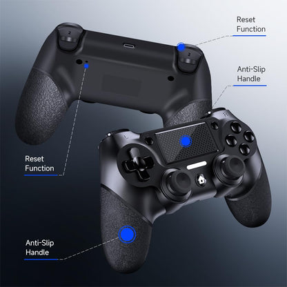 AceGamer 2 Pack for PS4 Controller, Wireless Controllers for PS4/Pro/Slim/PC, with Non-Slip Grip of Both Sides and 2 USB-C Cable! (Midnight Black * 2)