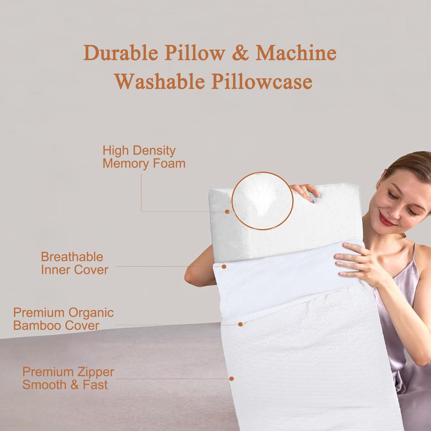 BDTFO High Density Memory Foam Pillow | Classic Support For Neck Shoulder Pain, Ergonomic Orthopedic Cervical Pillow for Sleeping, Removable, Machine Washable Cover
