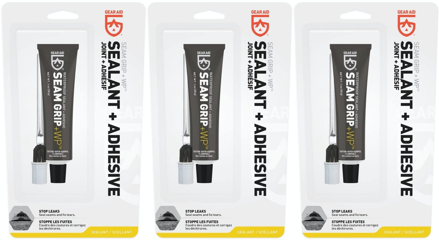 GEAR AID McNett Seam Grip Sealer & Adhesive 1oz Waterproofing Repair Kit(3-Pack)