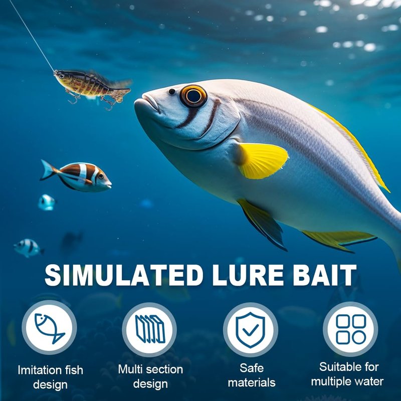hoehew Robotic Fishing Lure, 3D Swimming Bait for Freshwater & Saltwater, Fishing Gear Attracts Fishing Lures Walleye Trout Bass for Beginners, Amateurs and Professionals (5PCA)