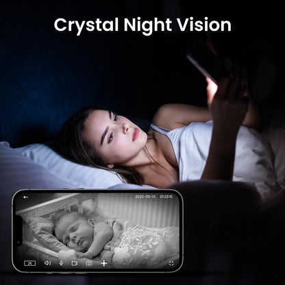 2K Indoor Security Camera-Baby Monitor with 2.4G WiFi Camera and Audio, Siren/Night Vision for Home/Pet/Nanny/Cat, 24/7 SD Card Storage, Cloud (Optional), Compatible with Alexa & Google Home, D1 2P