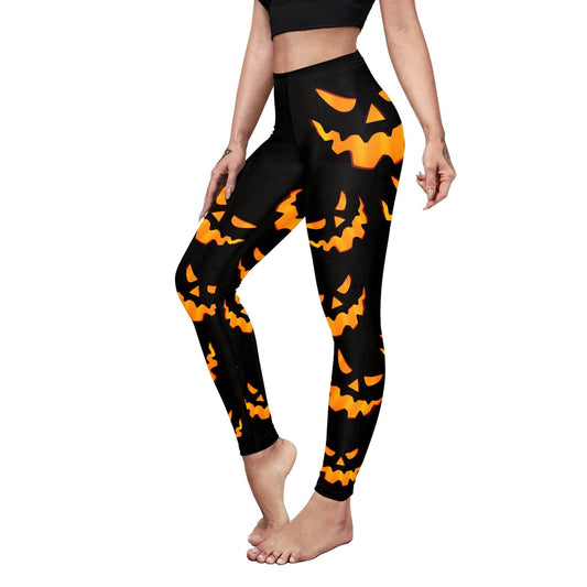 Halloween Cosplay Leggings Outfit Tights for Women Girls Clothes Pumpkin Horror Nights Witch Bat Sugar Skull Leggings Women's Novelty Stretchy Legging