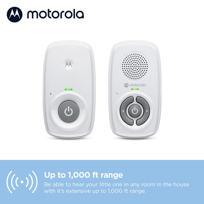 Motorola Nursery AM21/MBP21 Audio Baby Monitor - Digital Baby Monitor with DECT Technology for Audio Monitoring - 300 Meter Range - High Sensitivity Microphone - White