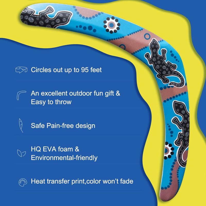 Boomerang for Adults and Kids, Boomerangs for Outdoor Sports & Games, Good Choice for Family activies, for Boys and Girls, Easy to Throw, EVA Foam, Different with Wooden Boomerang