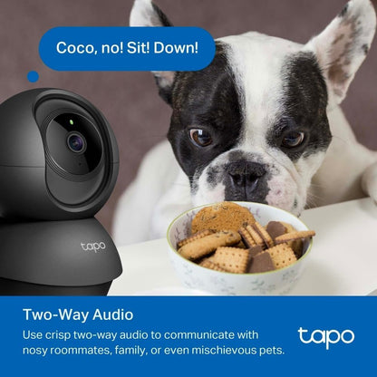 Tapo C201 Pan/Tilt Indoor Camera House Security Camera, WiFi Camera, No Monthly Fee, AI Detection, Dog Camera, Baby Camera Monitor, 1080p Full HD, 360° View, Night Vision, Works with Alexa & Google